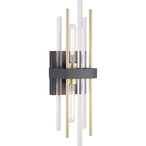 Progress Lighting Orrizo Two-Light Wall Sconce, Clear Glass/Black