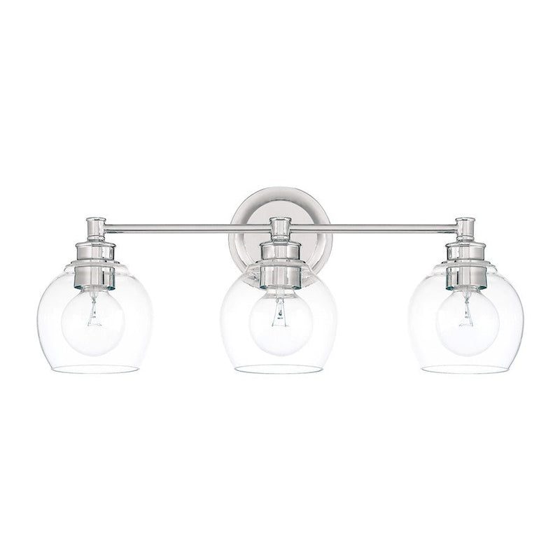 OPEN BOX ITEM: Capital Lighting Mid-Century 3 Light Vanity, Polished Nickel
