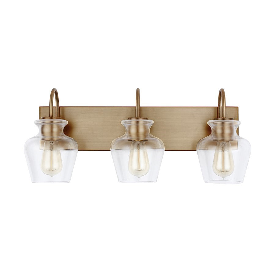 OPEN BOX ITEM: Capital Lighting Danes 3-Light Vanity, Aged Brass/Clear