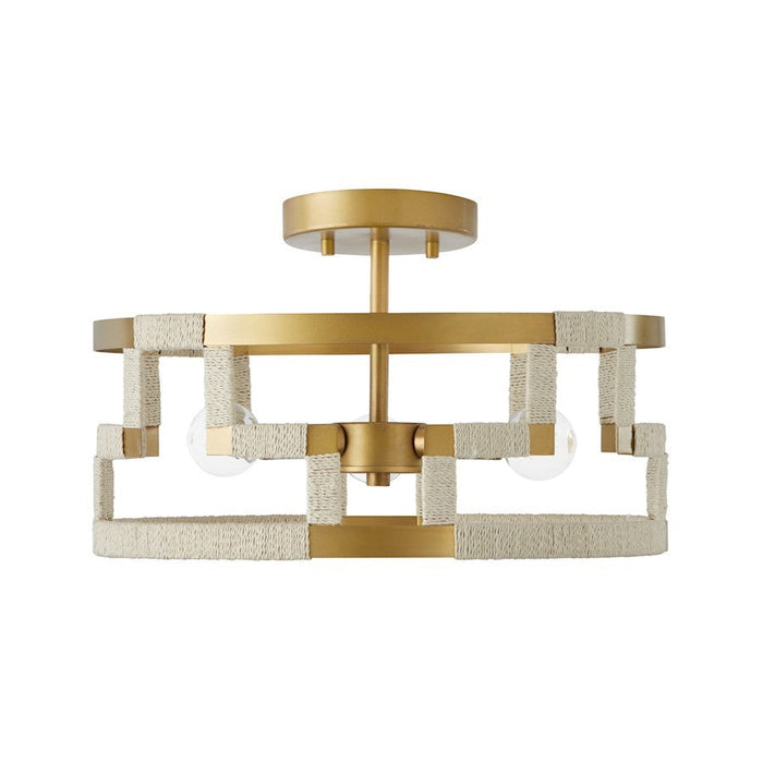 OPEN BOX ITEM: Capital Hala 3 Light Semi Flush Mount, Natural Jute/Brass