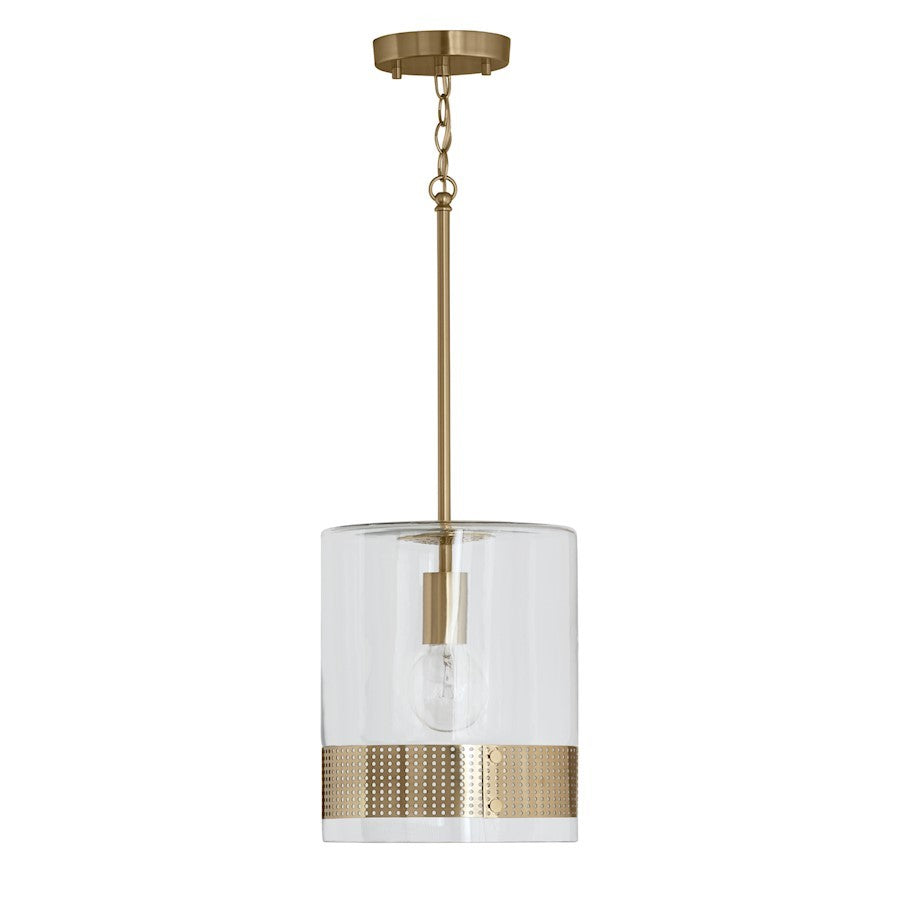 OPEN BOX ITEM: Capital Lighting 1 Light Pendant, PB/Clear Glass - CL335911PB