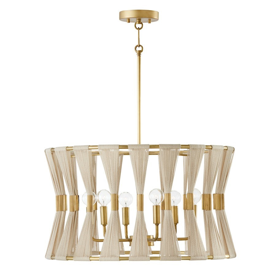 OPEN BOX ITEM: Capital Lighting Bianca 6 Light Pendant, Rope/Brass - CL341161NP