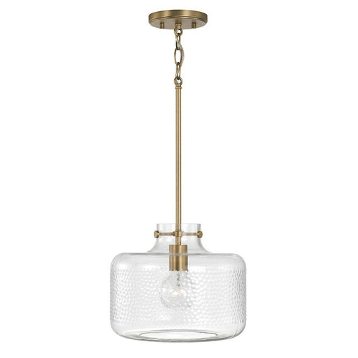 OPEN BOX ITEM: Capital Lighting Brighton 1 Light Pendant, Brass/Clear Pebbled