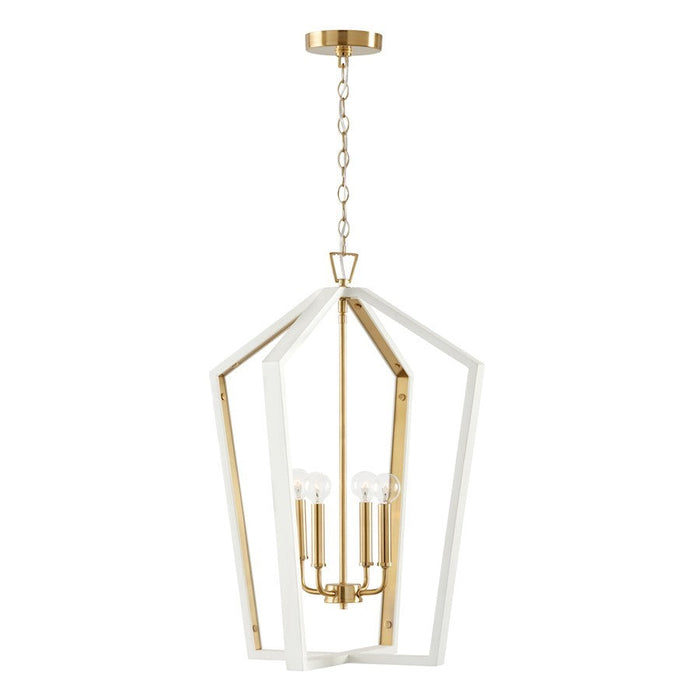 OPEN BOX ITEM: Capital Lighting Maren 4Lt Pendant, White/Brass - CL344541WM