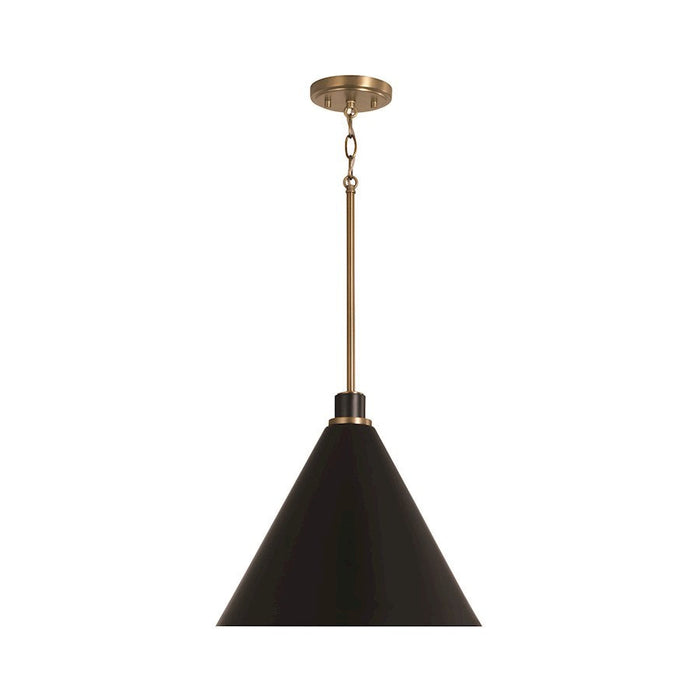 OPEN BOX ITEM: Capital Lighting Bradley 1 Light Pendant, Aged Brass/Black/White