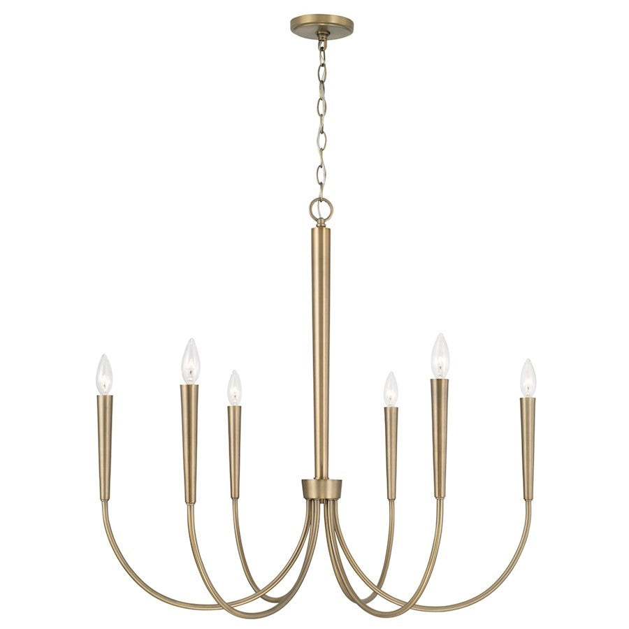 OPEN BOX ITEM: Capital Lighting Holden 6 Light Chandelier, Aged Brass - 445961AD