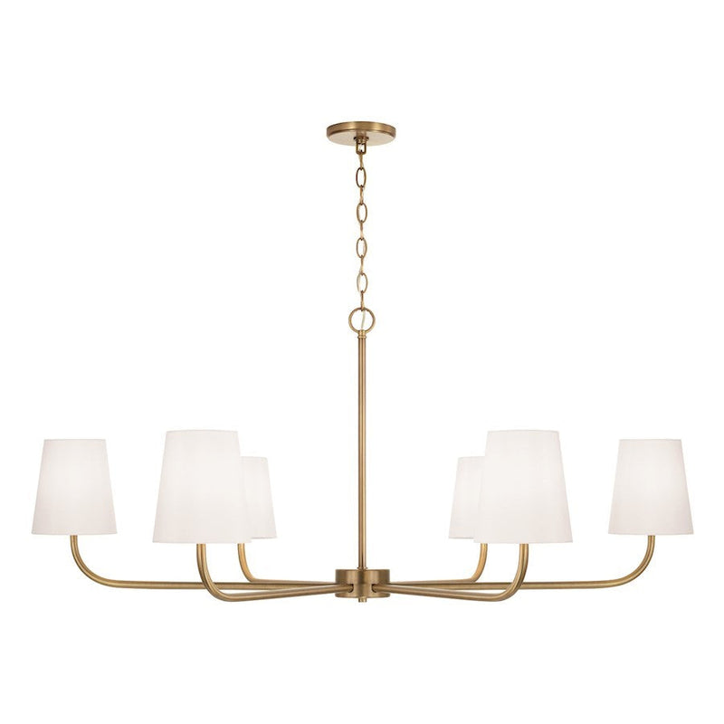 OPEN BOX ITEM: Capital Lighting Brody 6 Light Chandelier, Brass/White