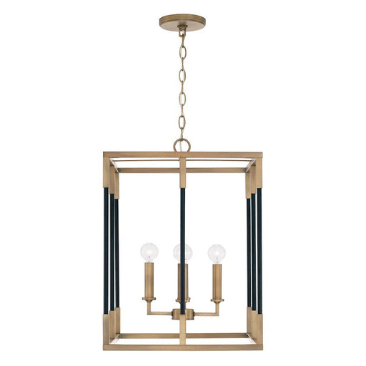 OPEN BOX ITEM: Capital Lighting Bleeker 4 Light 16" Foyer Pendant, Brass/Black