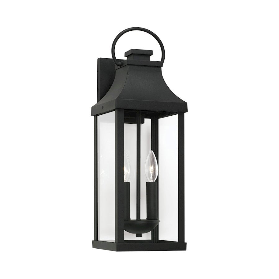 OPEN BOX ITEM: Capital Bradford 2 Light Outdoor Wall Lantern, Black/Clear