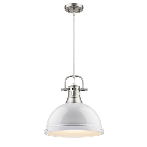 OPEN BOX ITEM: Golden Lighting Duncan 1 Light Rod Pendant, PW - GL3604-LPW-WH