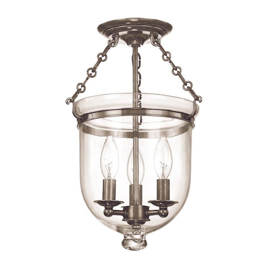 OPEN BOX ITEM: Hudson Valley Hampton 3 Light Semi Flush, Nickel - HV251-HN-C1