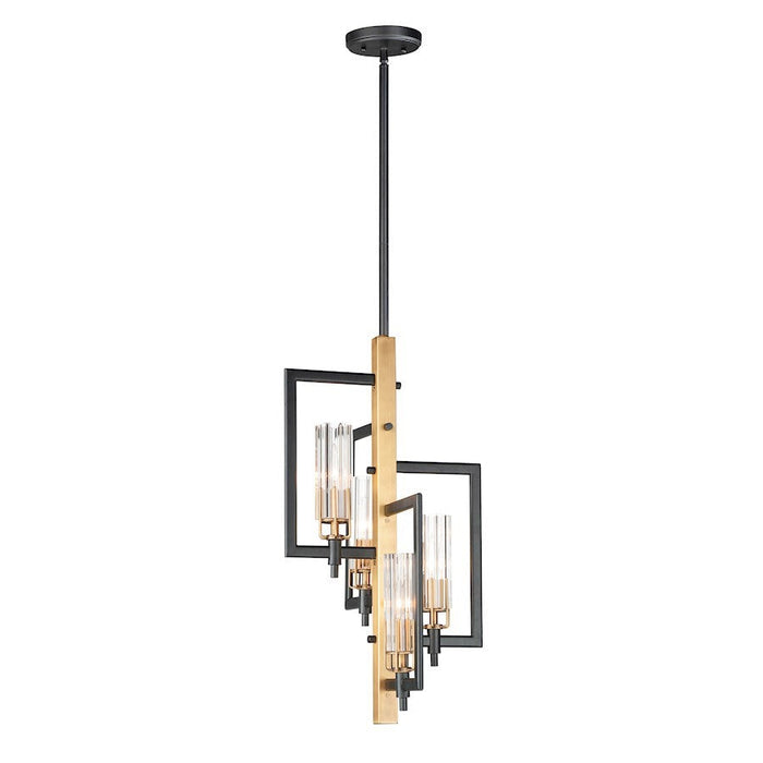 OPEN BOX ITEM: Maxim Lighting Flambeau 4-Light Chandelier, BK/AB - MX16114BKAB