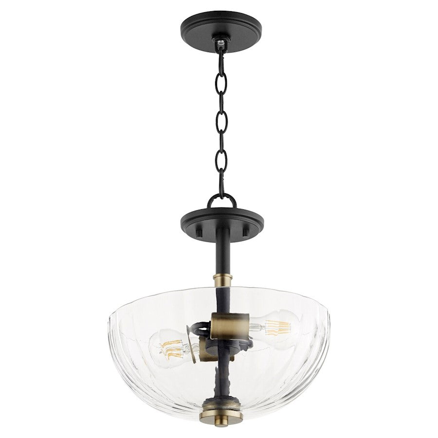 Quorum Monarch 2 Light Dual Mount, Noir/Aged Brass/Clear - 210-6980