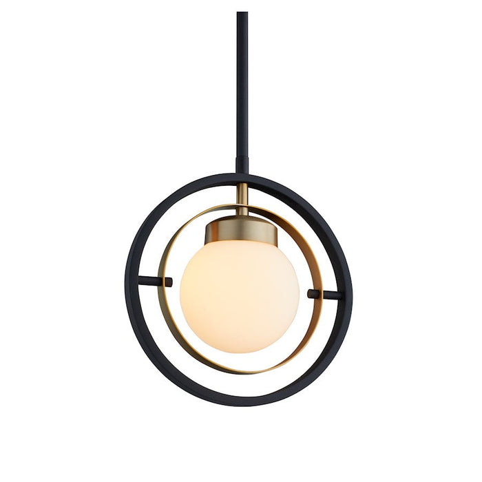 Quorum Nimbus 1 Light Pendant, Noir/Aged Brass/Satin Opal