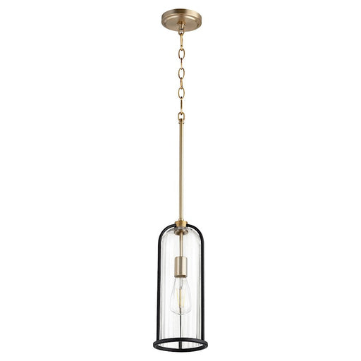 Quorum Espy 1 Light Pendant, Noir/Aged Brass/Clear - 307-6980