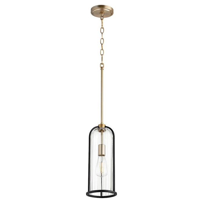 Quorum Espy 1 Light Pendant, Noir/Aged Brass/Clear - 307-6980