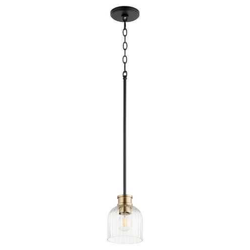 Quorum Monarch 1 Light Pendant, Noir/Aged Brass/Clear - 310-6980