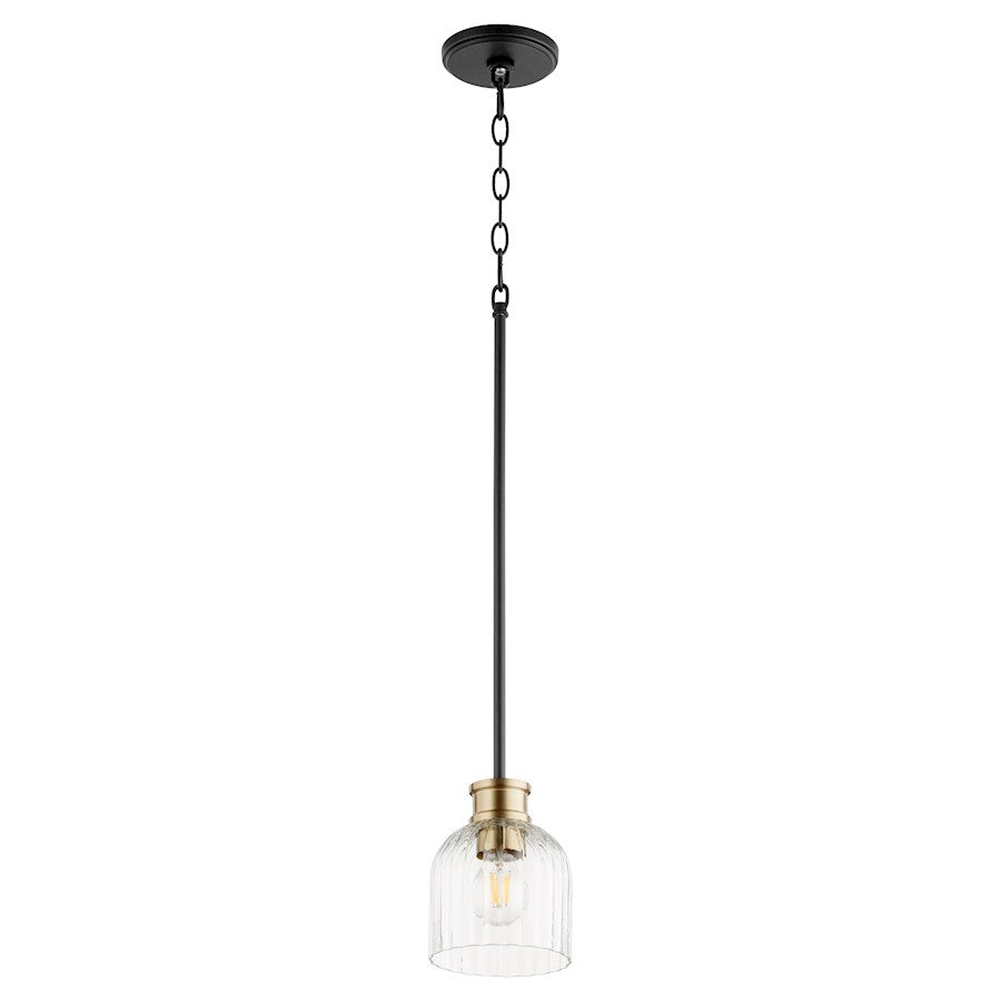 Quorum Monarch 1 Light Pendant, Noir/Aged Brass/Clear - 310-6980