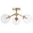 Quorum Rovi 3 Light Ceiling Mount, Aged Brass/Clear