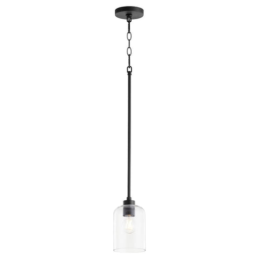 Quorum Tribute 1 Light Pendant, Matte Black/Clear 3374-59