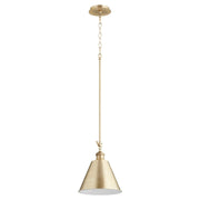 Quorum 1 Light Metal cone Pendant, Aged Brass - 3391-80
