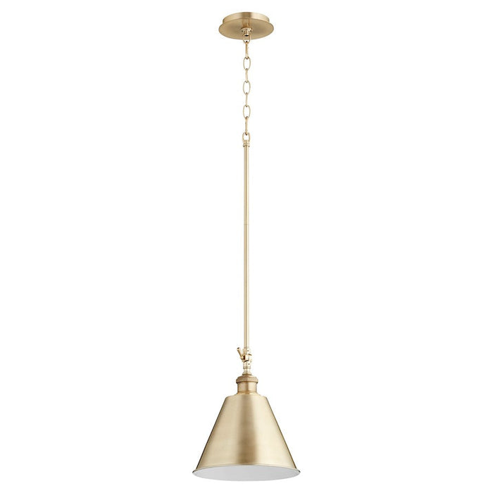 Quorum 1 Light Metal cone Pendant, Aged Brass - 3391-80