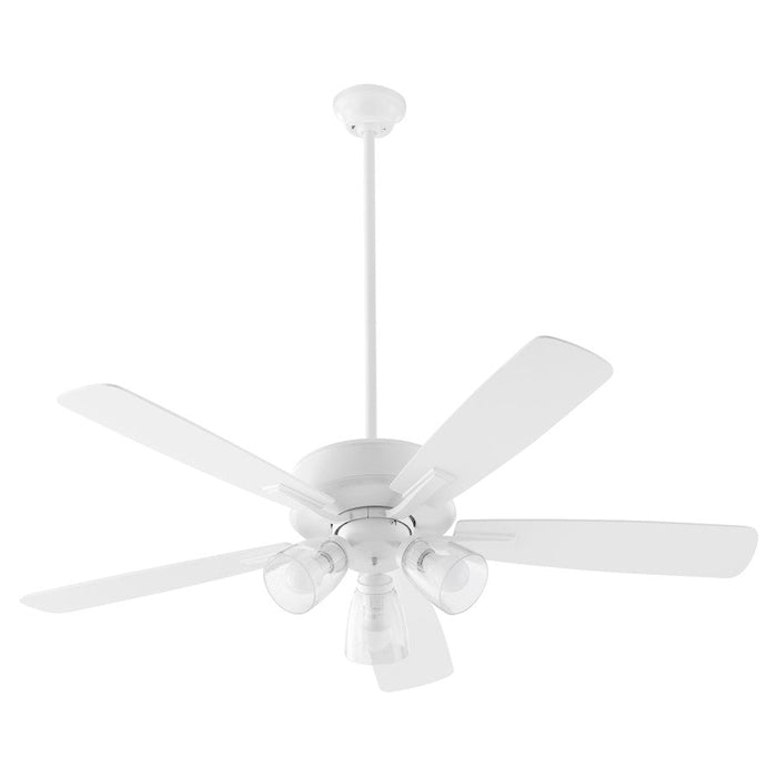 Quorum Ovation 3 Light Ceiling Fan, Studio White/Clear/Seeded 4525-2308