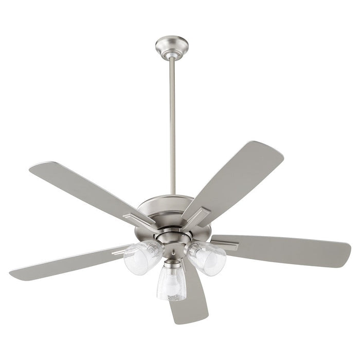 Quorum Ovation 3 Light Ceiling Fan, Satin Nickel/Clear/Seeded 4525-2365