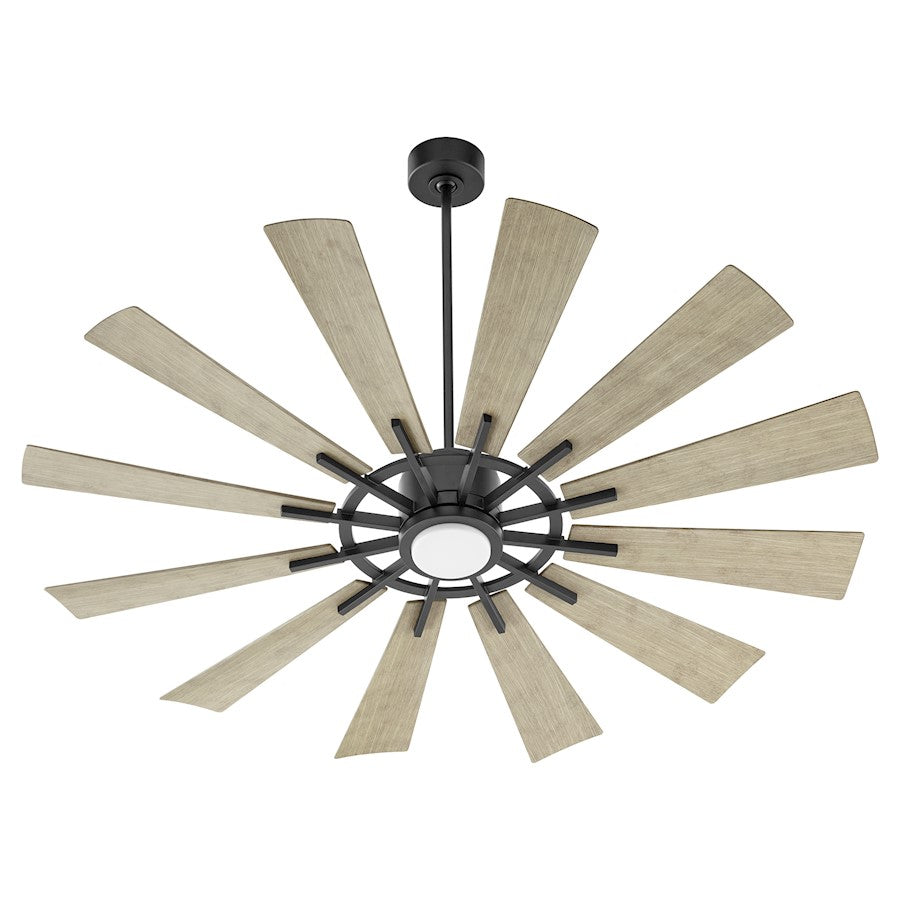 Quorum Cirque 1 Light 60" Patio Fan, Matte Black/Weathered Gray - 46012-5942