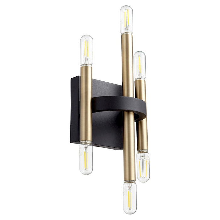 Quorum Luxe 6 Light Wall Mount, Noir/Aged Brass - 50-6-6980