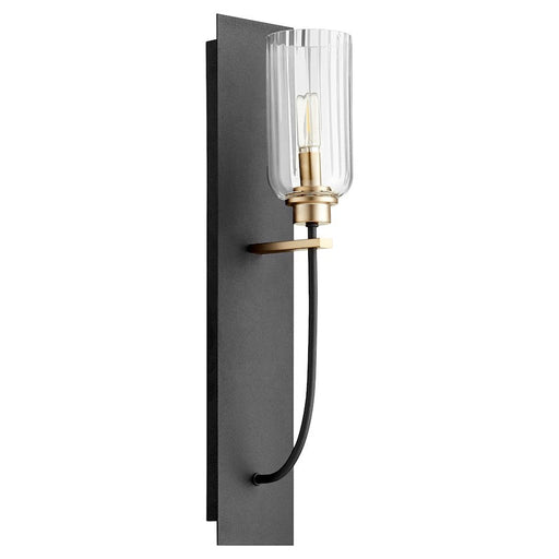 Quorum Espy 1 Light Wall Mount, Noir/Aged Brass/Clear - 507-1-6980