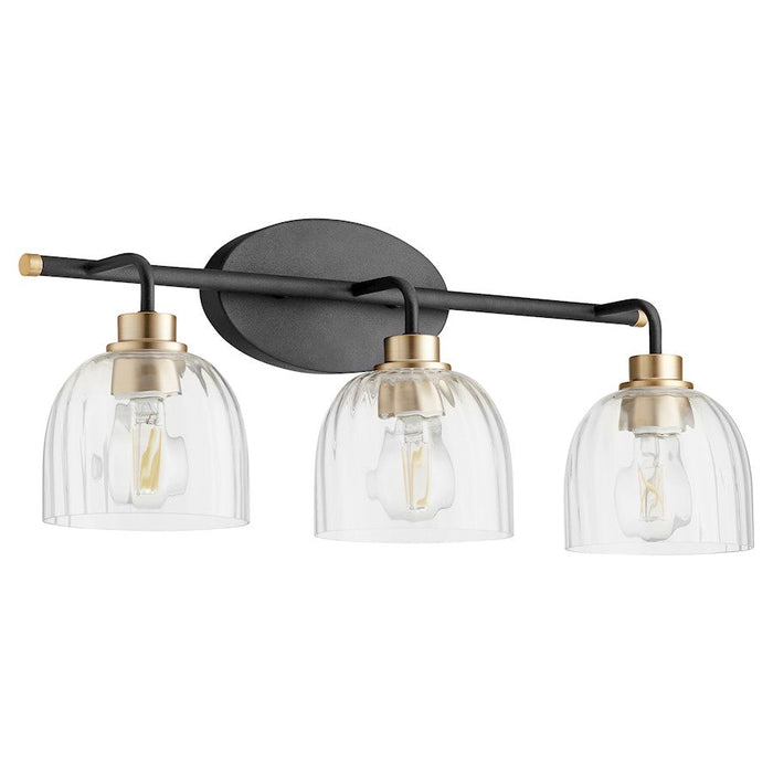 Quorum Espy 3 Light Vanity, Noir/Aged Brass/Clear - 507-3-6980