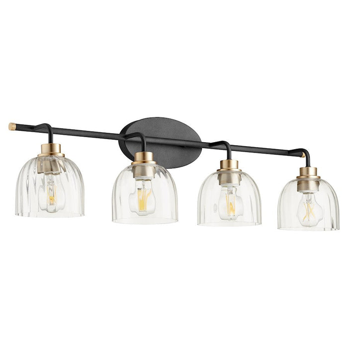 Quorum Espy 4 Light Vanity, Noir/Aged Brass/Clear - 507-4-6980