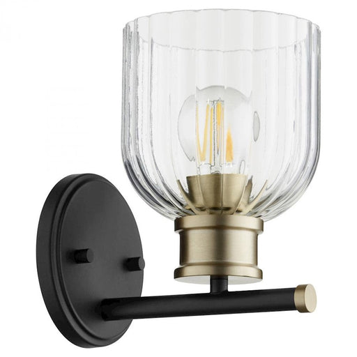 Quorum Monarch 1 Light Wall Mount, Noir/Aged Brass/Clear - 510-1-6980