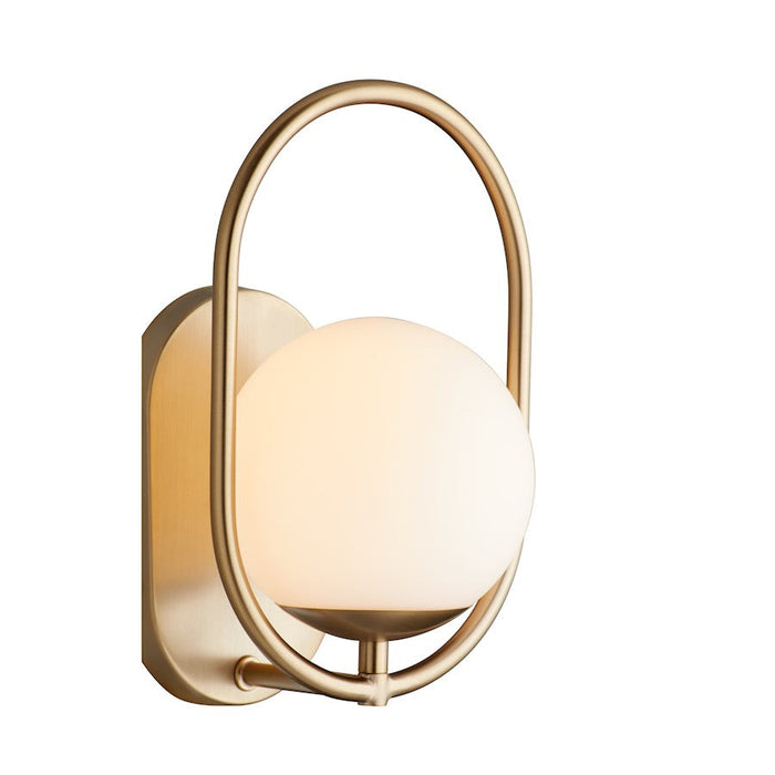 Quorum Belmont 1 Light Wall Mount, Aged Brass/Satin Opal