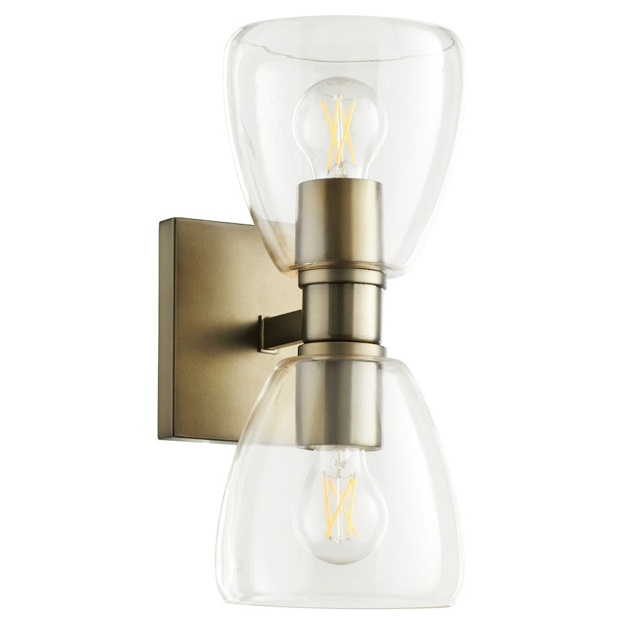 Quorum Relo 2 Light Wall Mount, Dark Brass/Clear - 515-2-181