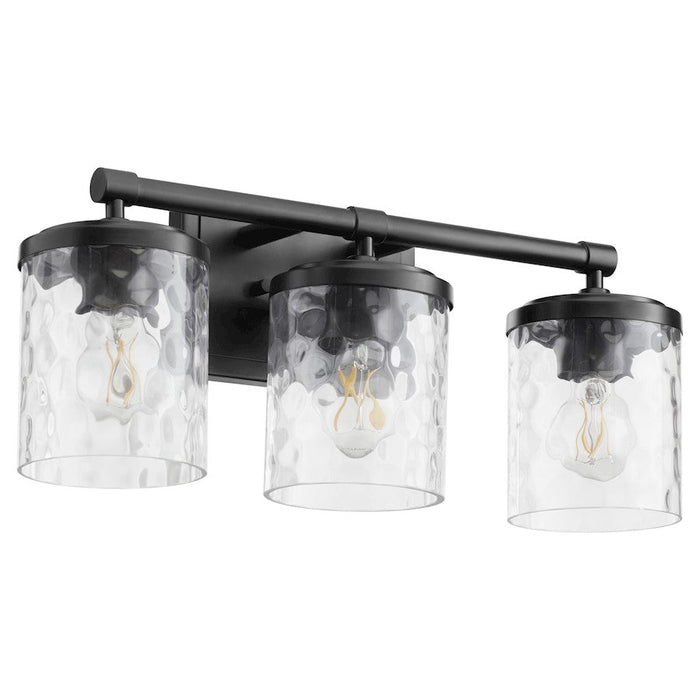 Quorum Starky 3 Light Vanity, Matte Black/Clear Hammered - 517-3-59