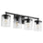 Quorum Starky 4 Light Vanity, Matte Black/Clear Hammered - 517-4-59