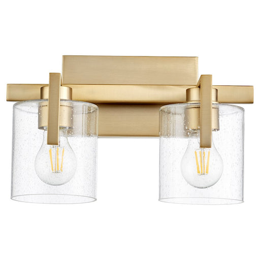 Quorum 2 Light Bath Vanity, Aged Brass/Clear Seeded - 5190-2-80