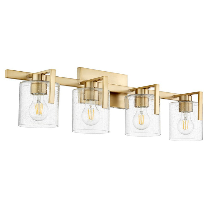 Quorum 4 Light Bath Vanity, Aged Brass/Clear seeded - 5190-4-80