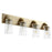 Quorum 4 Light Fluted Bath Vanity, Aged Brass/Clear - 5201-4-80