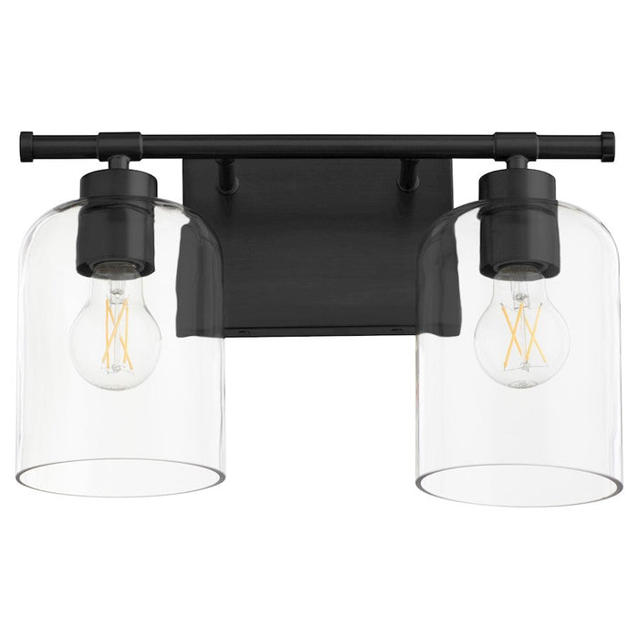 Quorum Tribute 2 Light Vanity, Matte Black/Clear 5374-2-59