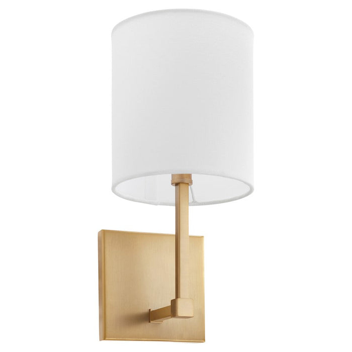 Quorum Bolero 1 Light Wall Mount, Aged Brass/White Linen - 5377-1-80