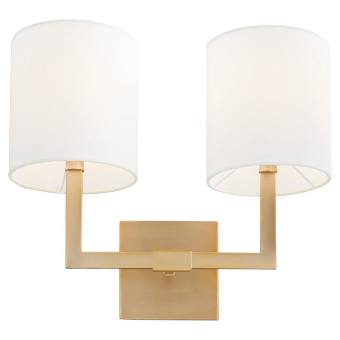 Quorum Bolero Wall Mount, Aged Brass/White Linen