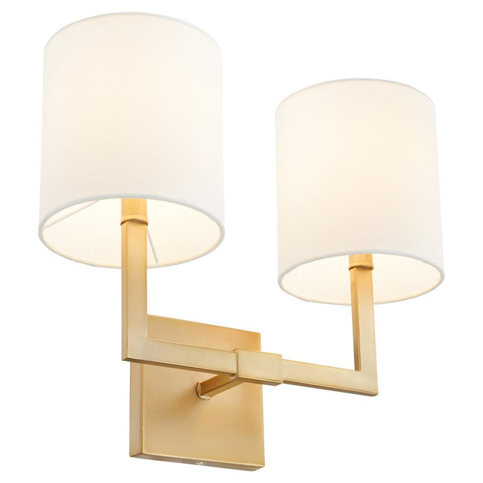 Quorum Bolero Wall Mount, Aged Brass/White Linen