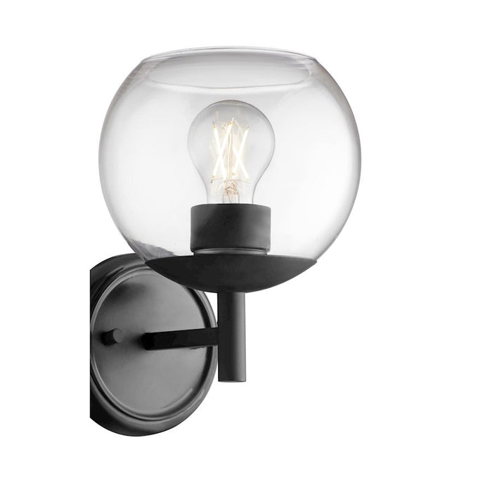 Quorum Lyon 1 Light Wall Mount, Matte Black/Clear