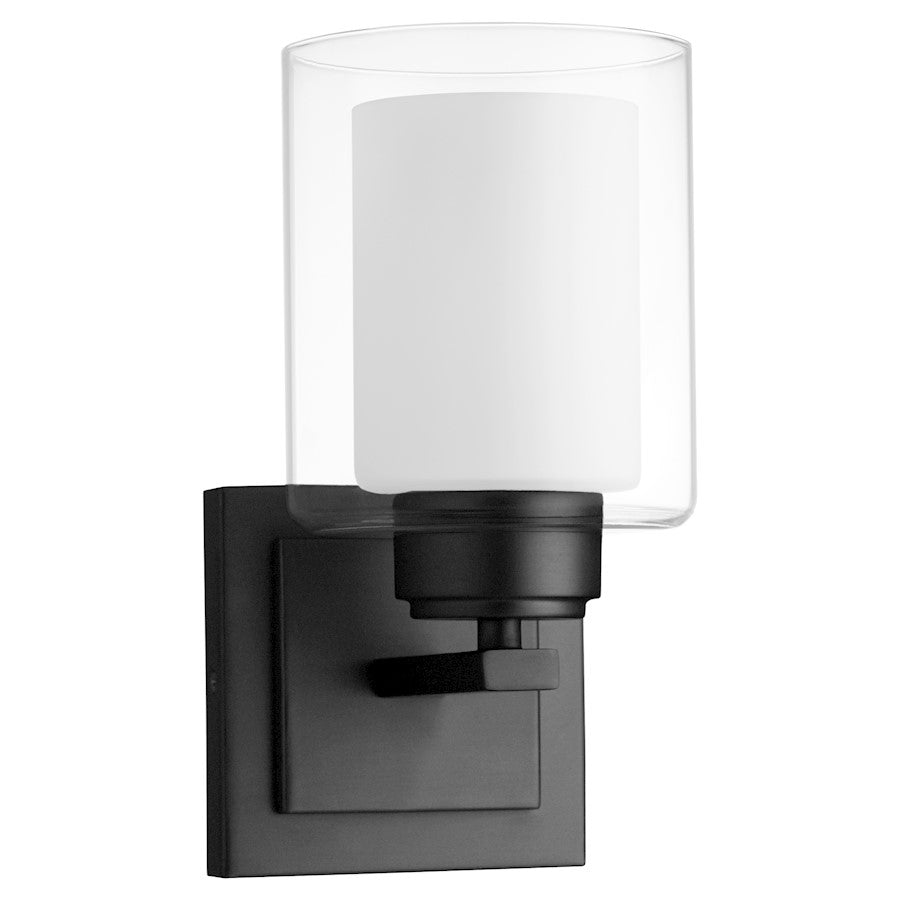 Quorum 1 Light Wall Mount, Matte Black/Clear/Opal 582-1-59