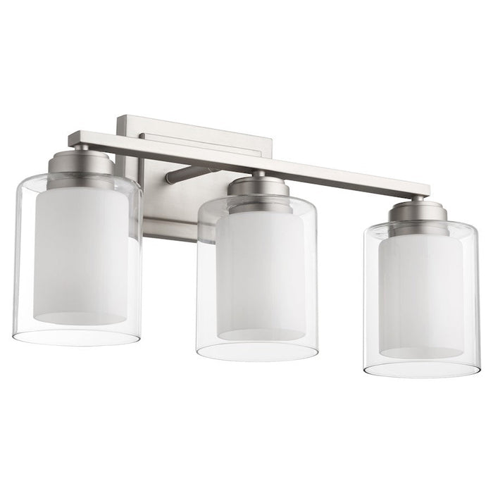 Quorum 3 Light Vanity, Satin Nickel/Clear/Opal 582-3-65