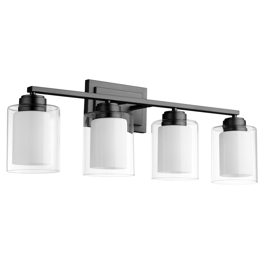 Quorum 4 Light Vanity, Matte Black/Clear/Opal 582-4-59