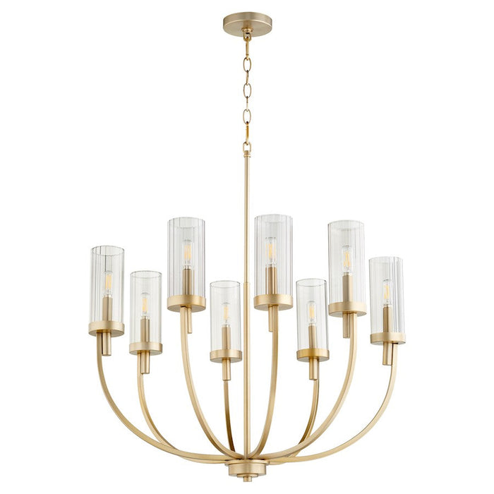 Quorum Ladin 8 Light Chandelier, Aged Brass/Smoke Glass/Smoke 601-8-80